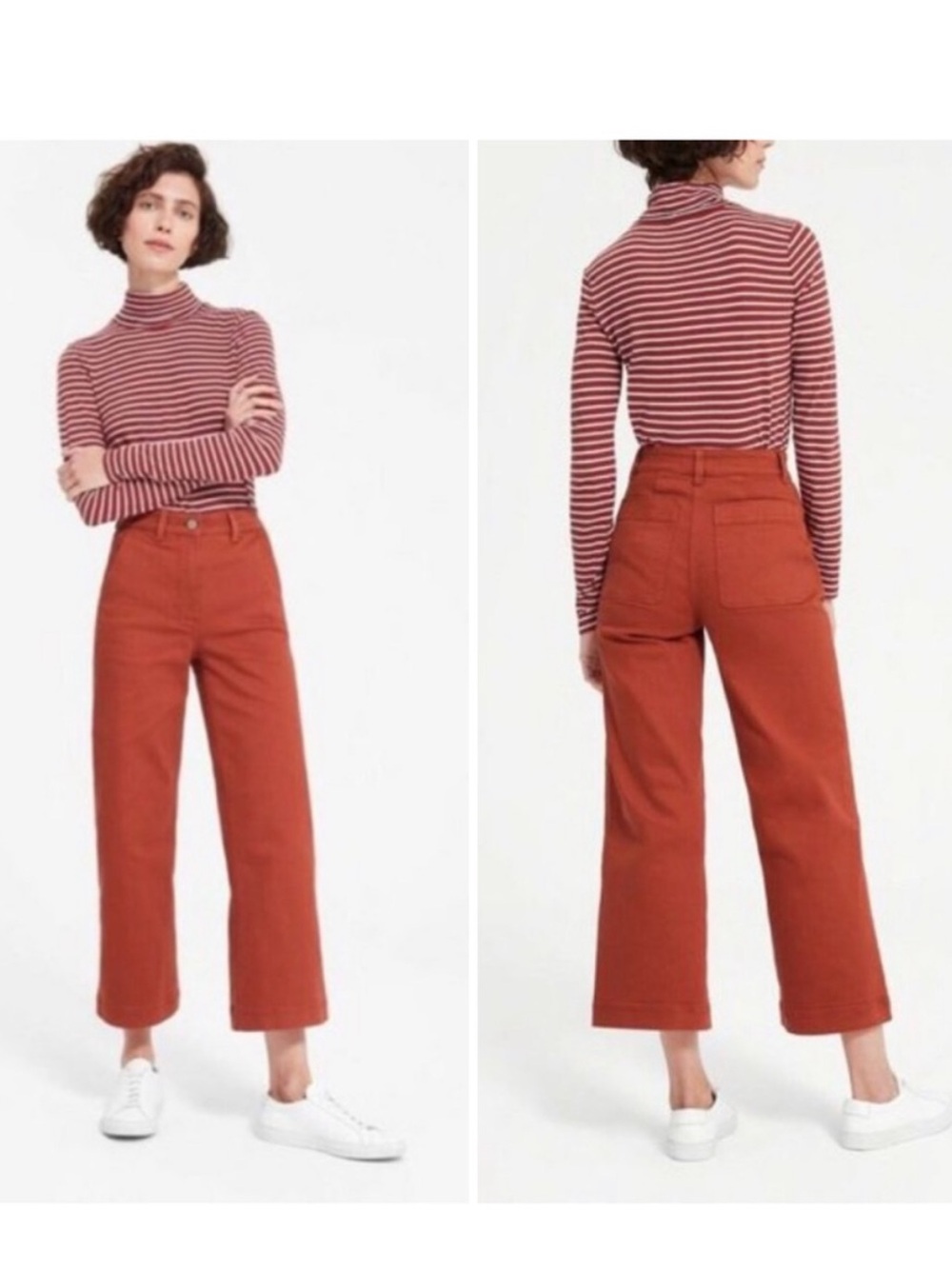 $98 Everlane Wide Leg Crop Jeans in rust orange terracotta size 0